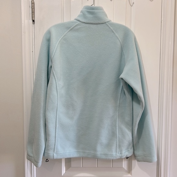 Columbia baby blue fleece long sleeve jacket/coat. Full front zip & cord cinch - Picture 8 of 16
